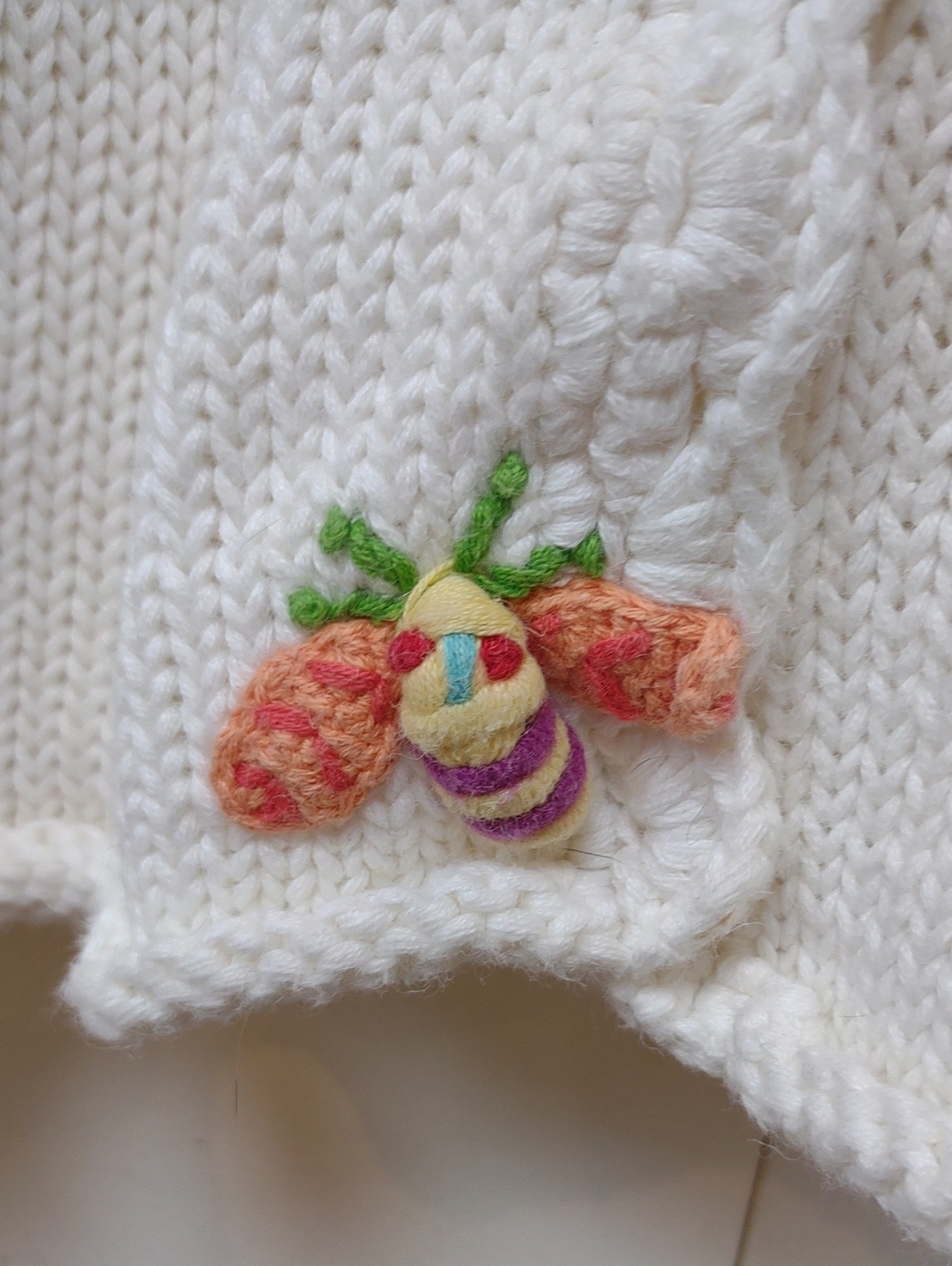 Curio Vintage White Knit Cottage-Style BU Cardigan Whimsical Decorative Buttons - Picture 9 of 15